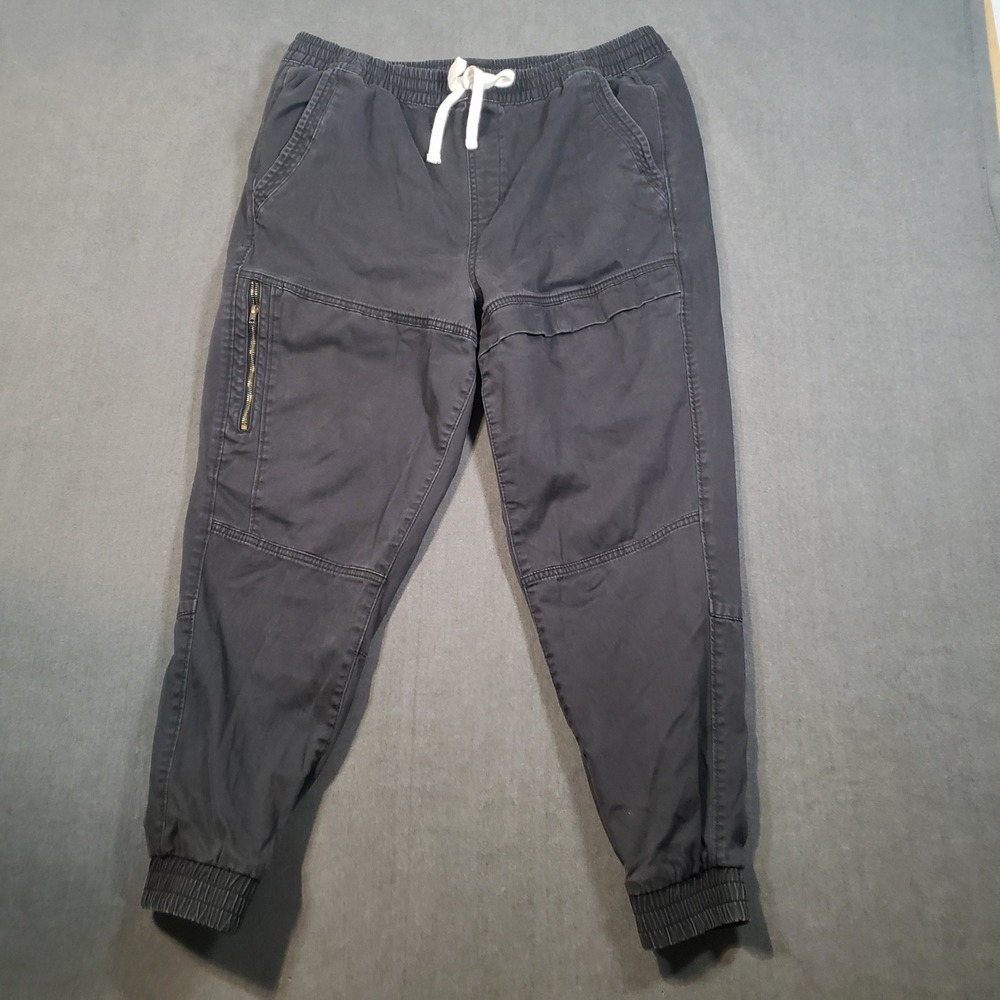 Arizona Skinny Jogger Mens Large Black Elastic Waist Drawstring Moto Detail
